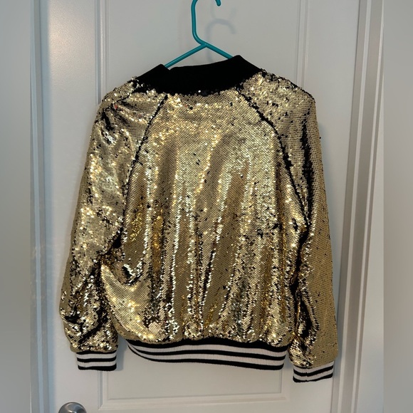 Dolce Cabo Black + Gold Sequin Women's Zipup Jacket - Picture 5 of 6